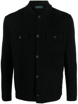 Zanone spread-collar fine-knit cardigan - Black