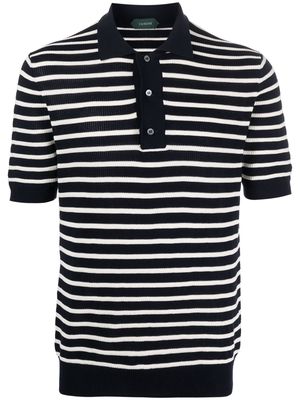 Zanone stripe-print short-sleeved polo shirt - Blue