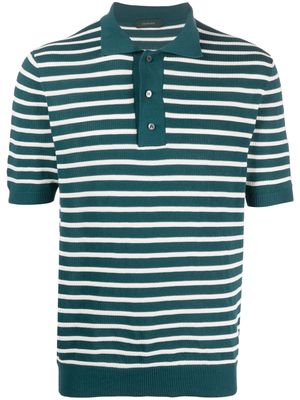 Zanone stripe-print short-sleeved polo shirt - Green