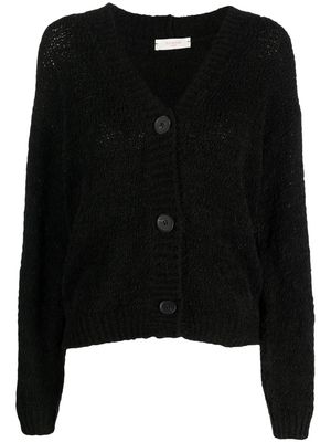 Zanone V-neck flocked-knit cardigan - Black