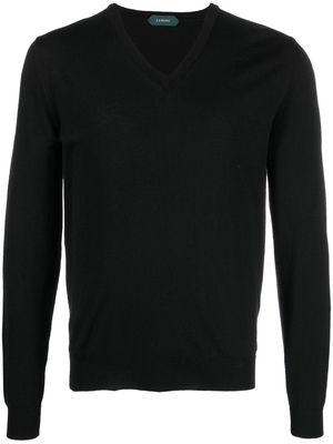 Zanone V-neck knit jumper - Black