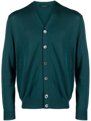 Zanone V-neck knitted cardigan - Green