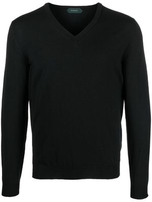 Zanone V-neck knitted jumper - Black