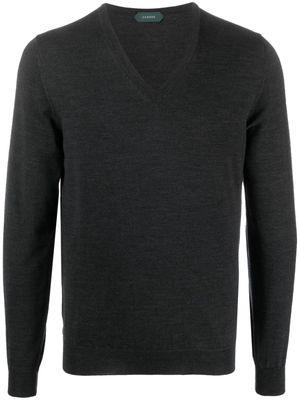 Zanone V-neck virgin-wool jumper - Grey