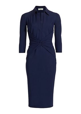 Zaray Jersey Twist-Front Midi-Dress