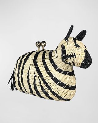 Zaya Zebra Straw Clutch Bag