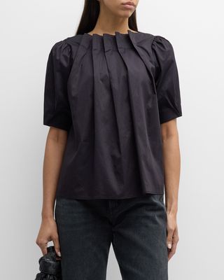 Zaylee Pleated Woven Cotton Blouse