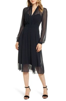ZDNU ANNE KLEIN NEW YORK Anne Klein Print Chiffon Dress in Anne Black/Juniper