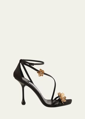 Zea Suede Flowers Ankle-Strap Sandals