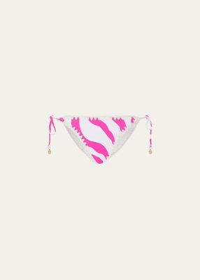 Zebra Crochet-Trim Bikini Bottoms