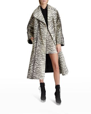 Zebra Printed Calf-Hair Trench Coat