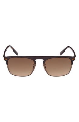 ZEGNA 56mm Gradient Browline Sunglasses in Shiny Dark Brown /Grad Brown