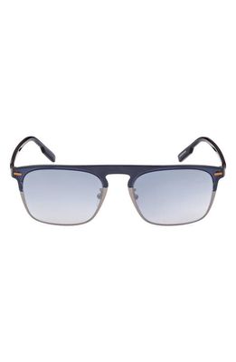 ZEGNA 56mm Mirrored Browline Sunglasses in Shiny Blue /Blue Mirror