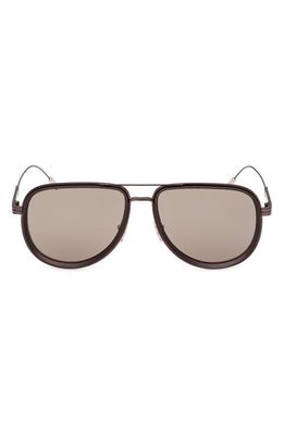 ZEGNA 57mm Mirrored Pilot Sunglasses in Dark Bronze/brown Mirror