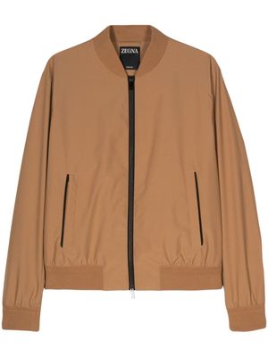 Zegna appliqué-logo bomber jacket - Brown