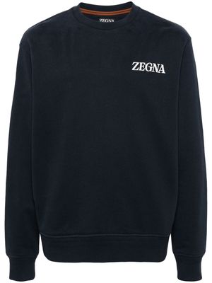 Zegna appliqué-logo cotton sweatshirt - Blue