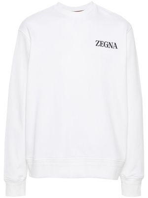 Zegna appliqué-logo cotton sweatshirt - Neutrals