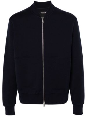 Zegna band-collar zipped sweatshirt - Blue