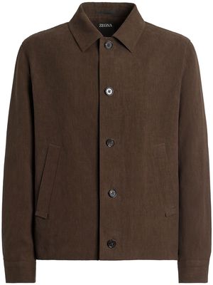 Zegna button-up linen shirt jacket - Brown