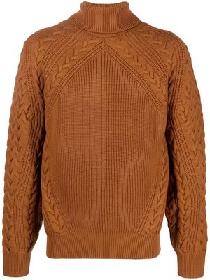 Zegna cable-knit roll-neck jumper - Brown