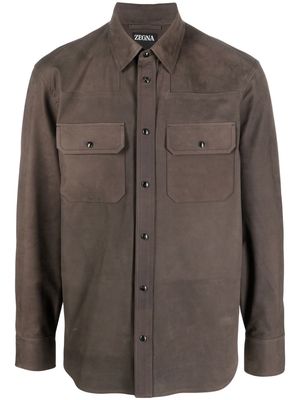 Zegna calf-suede shirt-jacket - Brown
