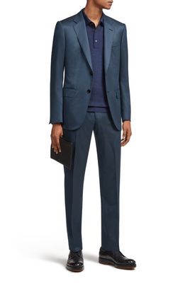 ZEGNA Centoventimila Couture Wool Suit in Petrol Blue