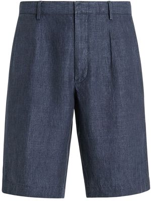 Zegna chambray linen-flax shorts - Blue