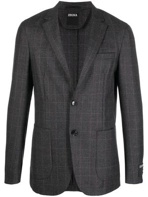 Zegna check-pattern wool blazer - Grey