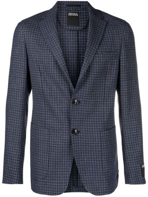 Zegna check-pattern wool-blend blazer - Blue