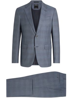 Zegna check-print single-breasted button suit set - Blue