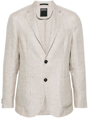 Zegna check single-breasted blazer - Neutrals