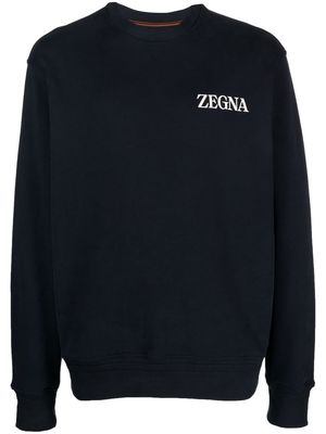 Zegna chest logo-print detail sweatshirt - Blue