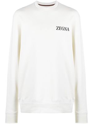 Zegna chest logo-print detail sweatshirt - VJC - WHITE