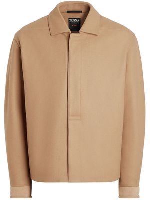 Zegna classic-collar wool-blend overshirt - Neutrals