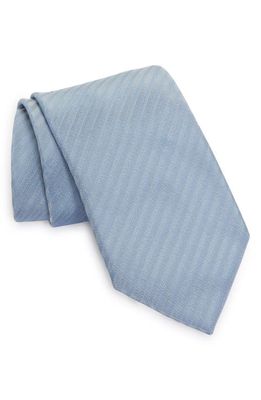 ZEGNA Classic Summer Stripe Silk Tie in Light Blue