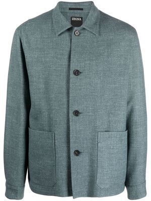 Zegna collared knit jacket - Green