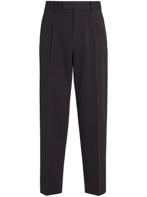 Zegna cotton-blend tapered trousers - Brown