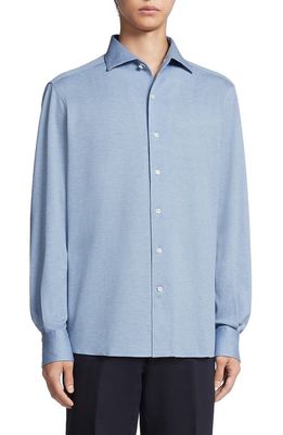 ZEGNA Cotton Button-Up Shirt in Lapis Blue