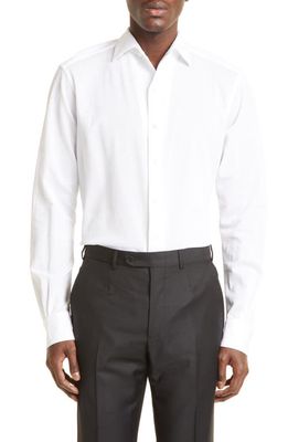 ZEGNA Cotton Jersey Button-Up Shirt in White