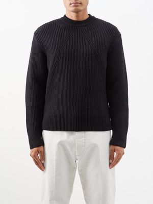 Zegna - Crew-neck Ribbed Wool Sweater - Mens - Black