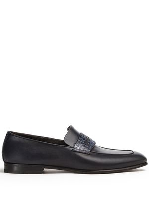 Zegna crocodile-embossed detail loafers - Blue