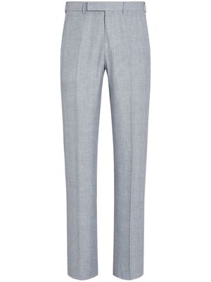 Zegna Crossover checked wool trousers - Blue