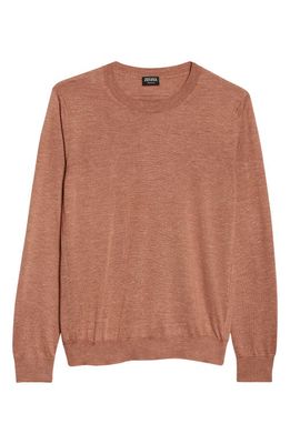 ZEGNA Crossover Silk Blend Crewneck Sweater in Redwood