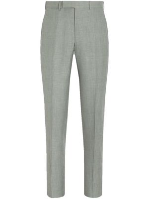 Zegna Crossover wool-linen-silk checked trousers - Green