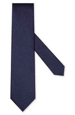 ZEGNA Dark Blue Macroarmature Silk Tie in Navy