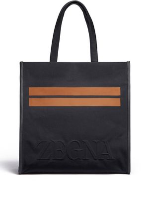 Zegna debossed-logo tote bag - Black