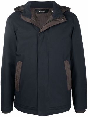 Zegna detachable-hood puffer jacket - Blue