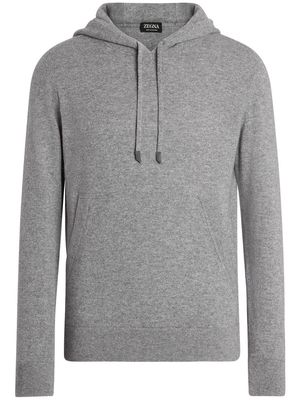 Zegna drawstring cashmere hoodie - Grey