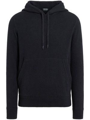 Zegna drawstring knitted cashmere hoodie - Black