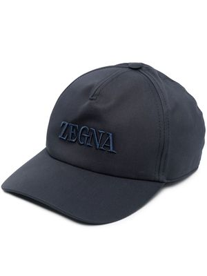Zegna embroidered-logo baseball cap - Blue